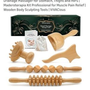 Wood Therapy Massage Tools Set - Natural Brown